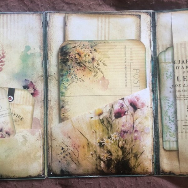 French Garden Junk Journal Kit, Floral Papers, Spring Vintage Ephemera ...
