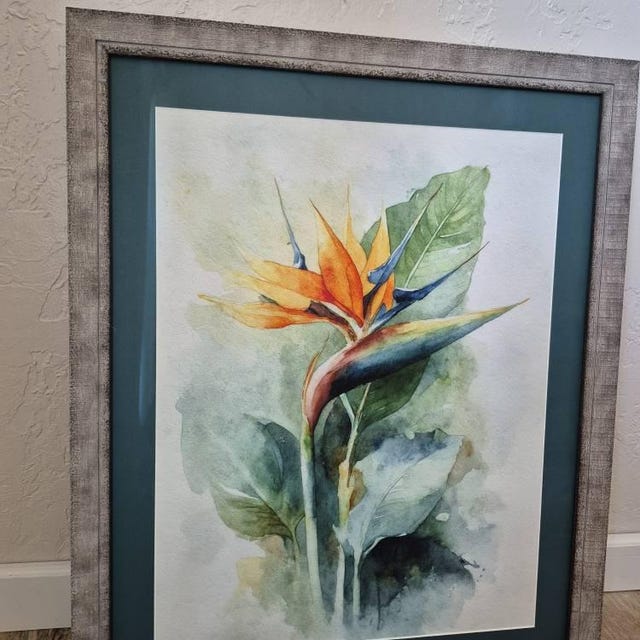 Bird of Paradise Watercolor Art Print Flower Painting Tropical
