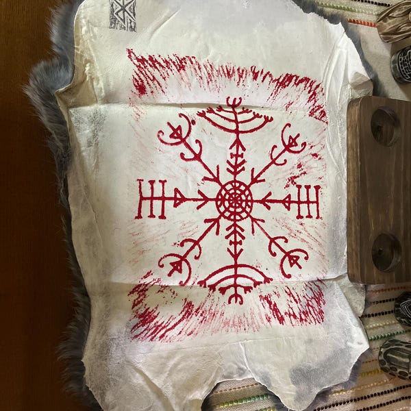 Ritual Altar Cloth, Viking Raven, Block Printed Rabbit Hide. - Etsy
