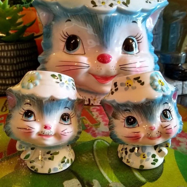 超安い品質 Priss Miss Lefton Vintage Salt Kitty Shakers Pepper and アンティーク雑貨