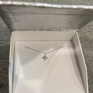 North Star Necklace / Starburst Diamond Necklace / 14k White - Etsy
