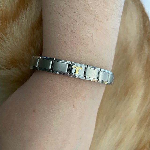 Dolceoro Satin Matte 9mm Italian Starter Charm Bracelet, Starting At 18 Links For 6" Wrist Size - Other Options For Larger Sizes With Ctomization, Interlocking Stainless Steel Modular Links