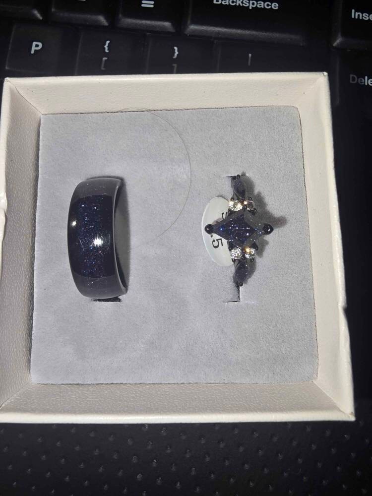 Orion Nebula Ring Set, Matching Promise Rings for Couples, Blue Sandstone Rings Engagement Ring Anniversary Gift.
