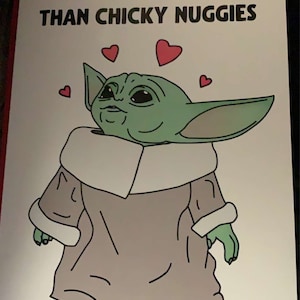 Baby Yoda Valentines Card Chicky Nuggies Star Wars The Child Etsy