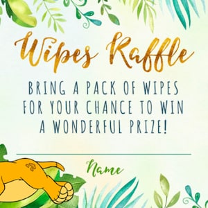 Lion King Diaper Raffle Cards, A Little King Baby Shower Diaper Raffle ...