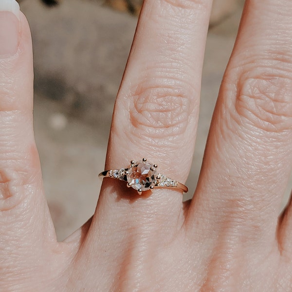 Antique Vintage 0.65 TCW Round Rose Cut Colorless Moissanite Engagement ...