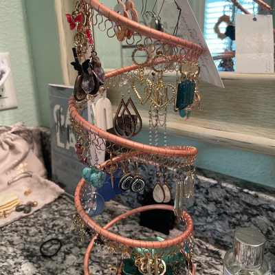 Earring Tree, Copper Spiral, Earring Holder, Organizer, Holds Approx 75 ...