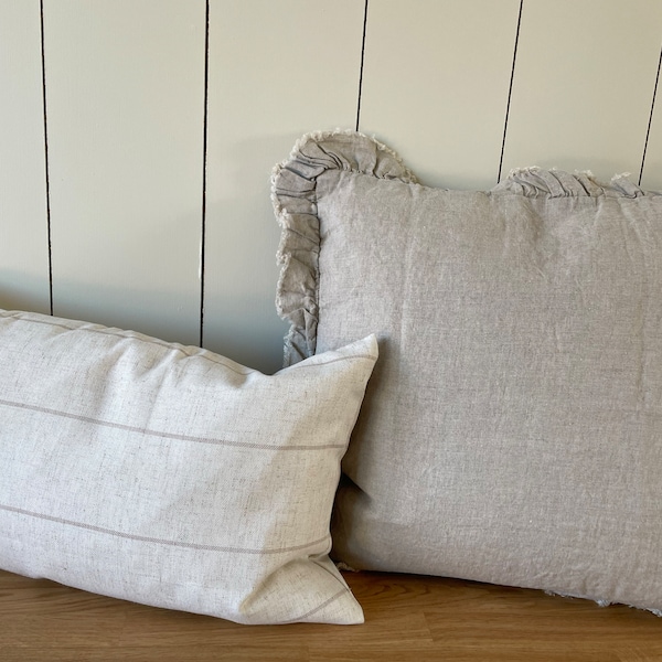 Hallie Natural Beige Ruffle Cushion - 3 Sizes - Etsy UK