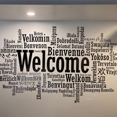 Welcome Language Sign, Welcome Wall Decal, Welcome Sticker, Welcome in ...