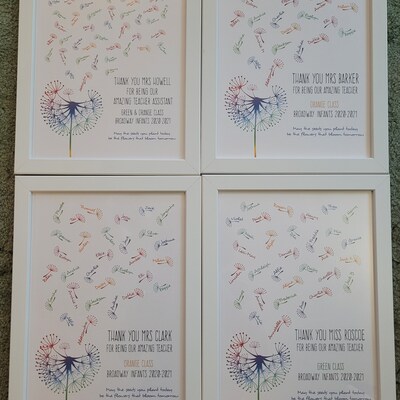 Teacher Gift Print Dandelion Class Gift Rainbow Dandelion Bespoke ...