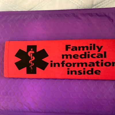 CUSTOM Medical Information Seatbelt Cover - Etsy