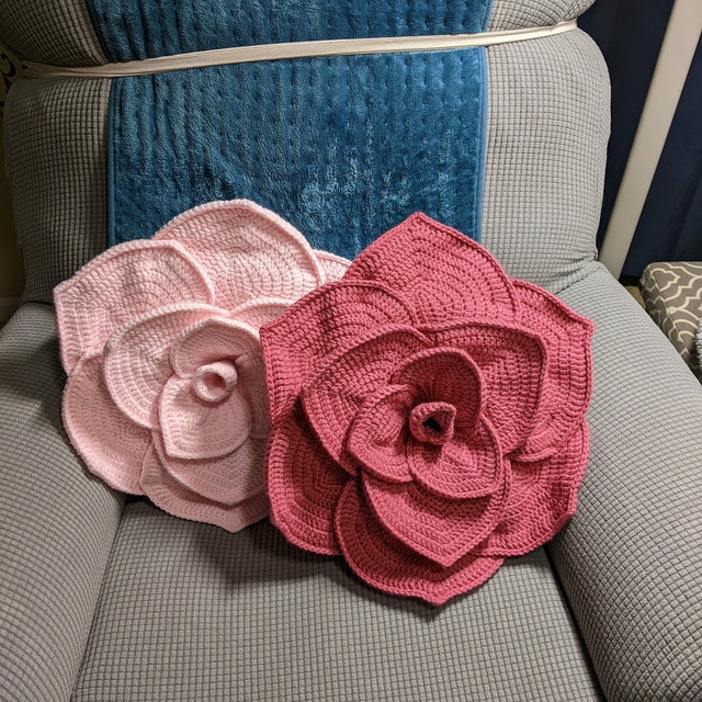 Crochet Rose Cushion Pattern Rose Pillow Crochet Photo Tutorial Crochet  Pattern 