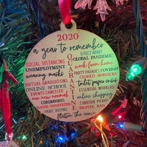 Christmas Ornament 2020 Pandemic Ornament Quarantine Gift Coronavirus Commemorative Covid 19 Mask Social Distancing Year to Remember photo