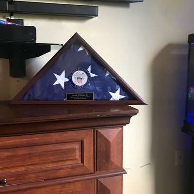 Custom Navy Flag Display Case Made in USA Veterans Gift, Engraved Navy ...