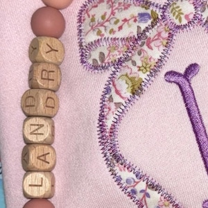 Personalized Pacifier Clip and Rattle set|Custom Baby shower Gift|Pastel Babygirl Binky Holder|Wooden Babyboy Dummy Chain|Newborn Gift