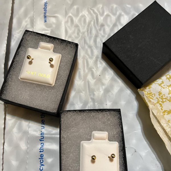 14k Gold Studs Solid 10K Yellow Gold Ball Stud Earrings, Tiny