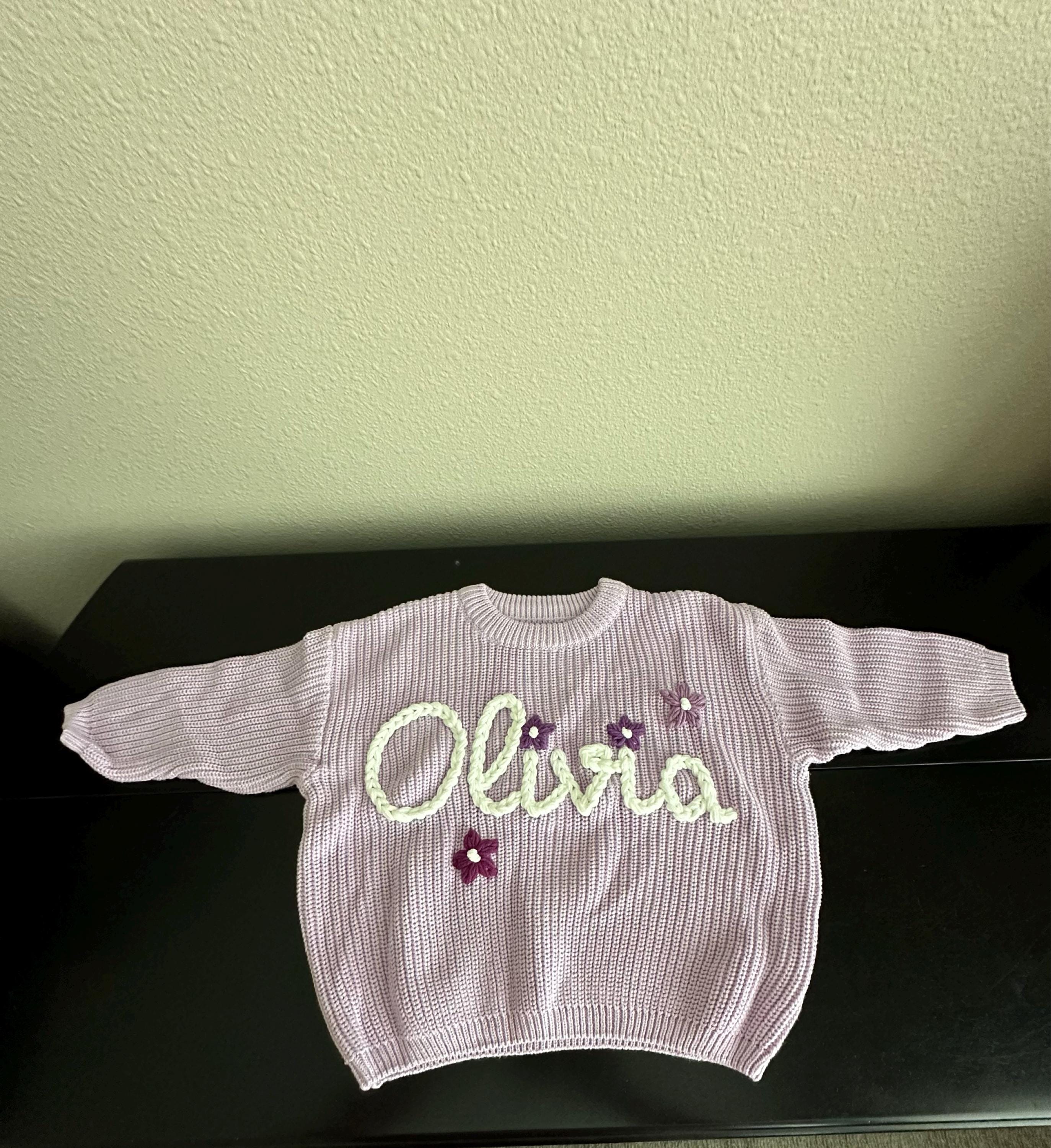 Custom Name Baby Sweater,Personalized Hand Embroidered Baby Sweater,Cute Baby Girls Sweater With Name,Baby Shower Gift,Christmas Gift Baby