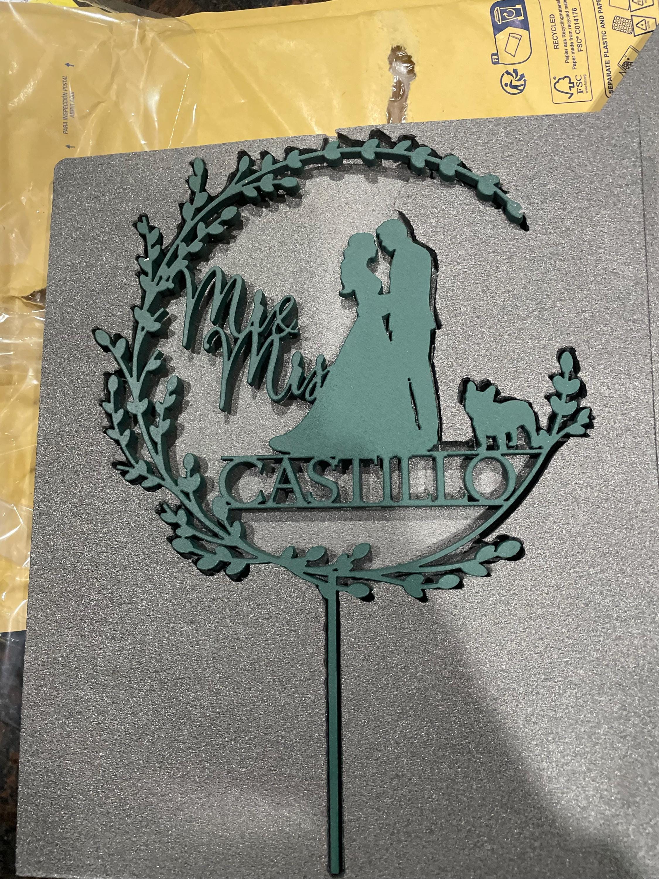 Dog Cake Topper for Wedding, Rustic Wedding Cake Topper with Dog, Bride Groom Cake Topper, Pet Silhouette Cake Topper, Cat Cake Topper
