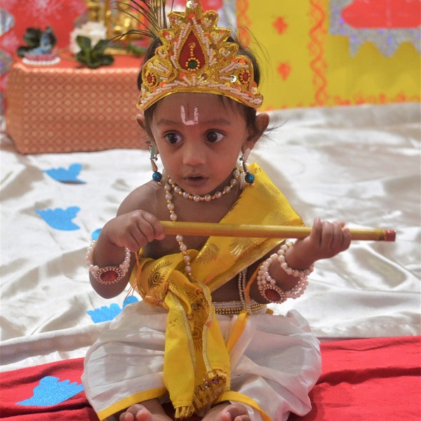 Ahhaaaa Kids Ethnic Cotton Blend Radha Dress / Lehenga Choli / Chania Choli Set For Girls