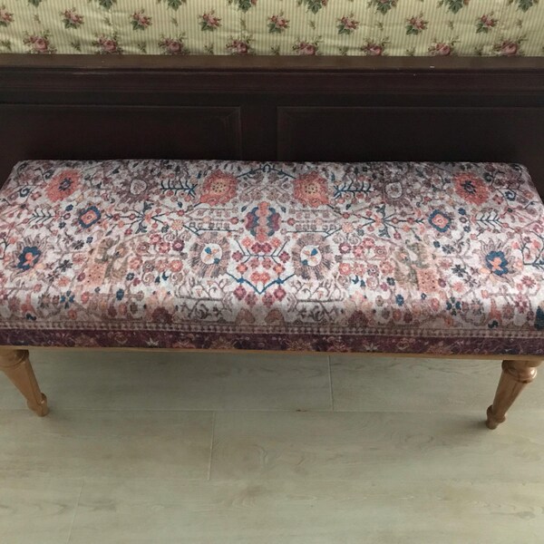 Floral Pattern Bench, Bench With Cushion, Ottoman Bench, Bench for ...