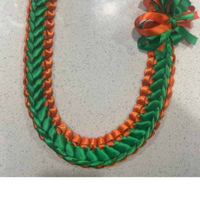 Graduation Lei Red and Black Lei Handmade Single Braided Satin Ribbon ...