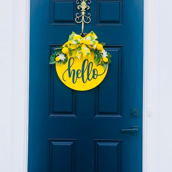 Hello Lemon Door Hanger for Spring Summer - Etsy