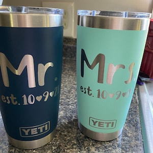 Bride and Groom Personalized Yeti® or Polar Tumbler, Mr and Mrs