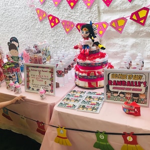 Superhéroe niña bebé ducha decoraciones super héroe DIY | Etsy