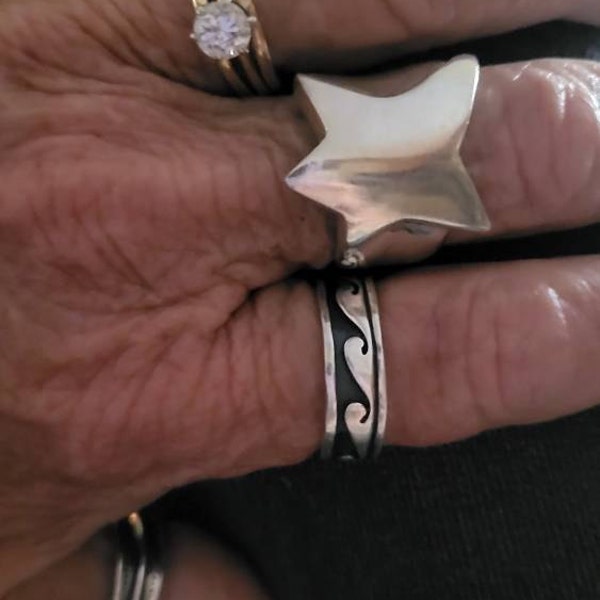 Silver Wavy Ring, S Ring, Sterling Silver, Wavy Statement Ring, Zig Zag ...