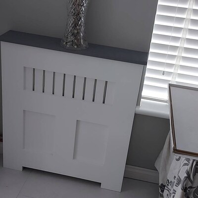 Bespoke Custom Radiator Cover Solid White Oak Top Grey Wash UK - Etsy