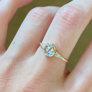 Antique Vintage 0.65 TCW Round Rose Cut Colorless Moissanite Engagement ...