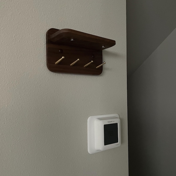Walnut Key Rack Walnut Key Rack With Shelf: Magnetic Key Holder & Brass Hooks - Etsy