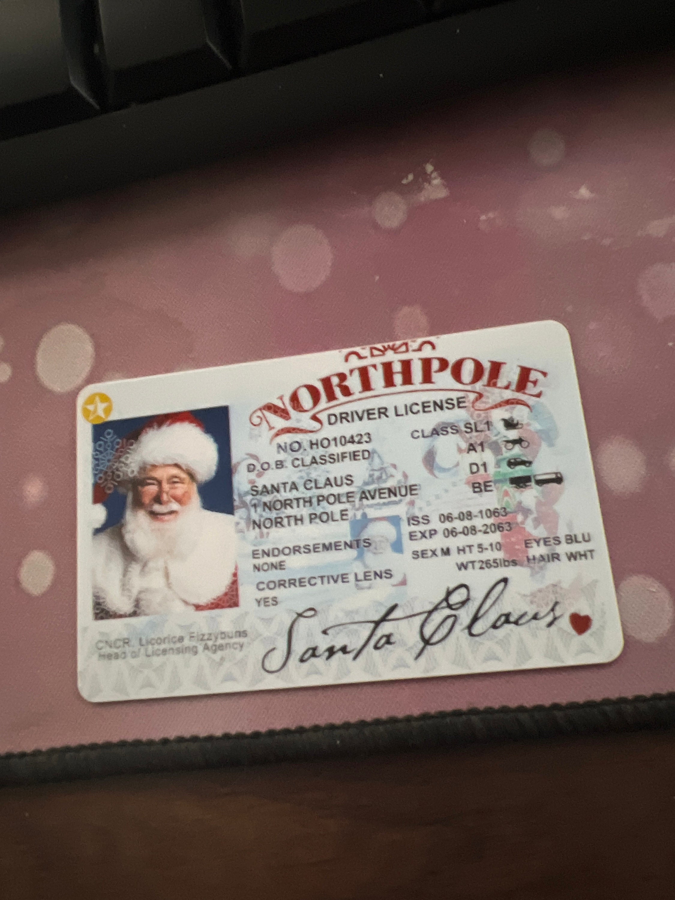 Santa&#39;s Sleigh / Lost Driving License/ Santa License / Santa Driving License / Santa sack / Christmas decorations