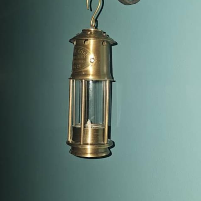 Brass Mining Lamp, Oil Lantern With Glass Chamber, Miner's Lamp