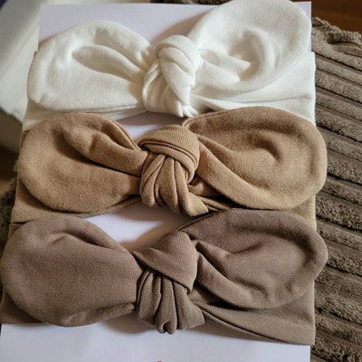 Newborn Bow Headband & Clip Set in Cream
