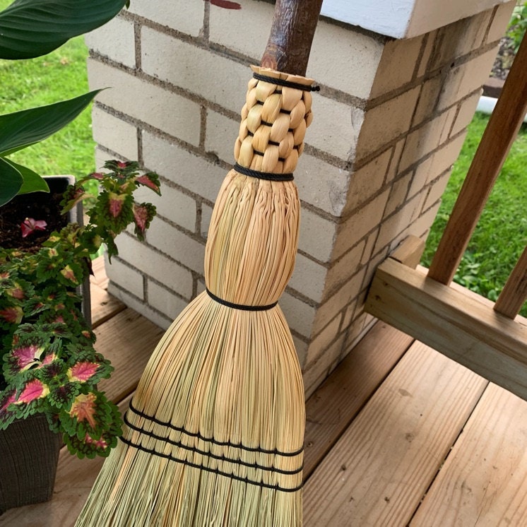 Cascade Mountain Porch Broom Woven Corn Brooms & Besoms Natural Branch Handle