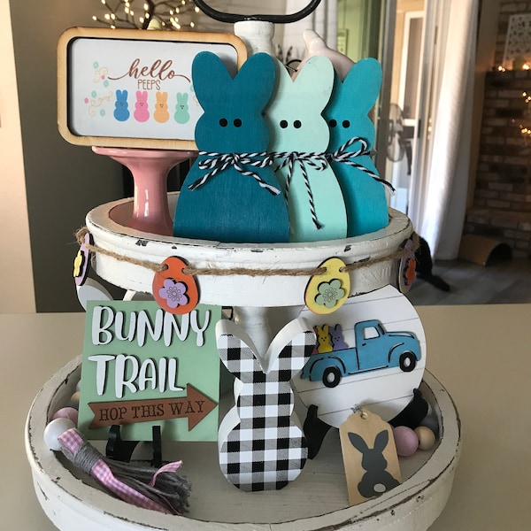 Bunny Sign Store Easter Tiered Tray Decor, Bunny Signs, Mini Sign Set, 3d Sign, Bunny ...