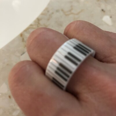 Black Ceramic Wedding Band With 2 Koa Wood Inlays - 8mm Width, Comfort Fit Ring, Size 10, Hypoallergenic