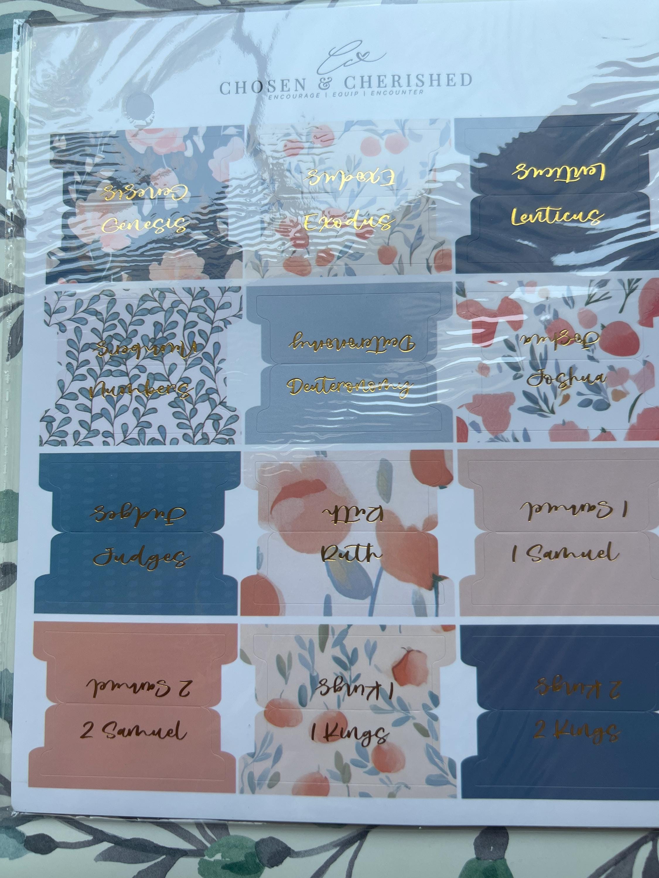 Bible Tabs | Laminated Bible Tabs with Adhesive | Books of the Bible Tabs | Pretty Bible Tab | Gifts for Christian Women | Bible Tab Sticker