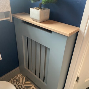 Solid Oak Top Grey Radiator Cover Custom Fit UK - Etsy