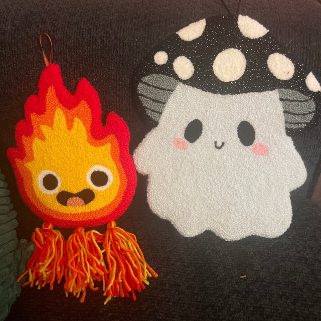 Cute Fire Demon Handmade Punch Needle Wall Hanging - Etsy