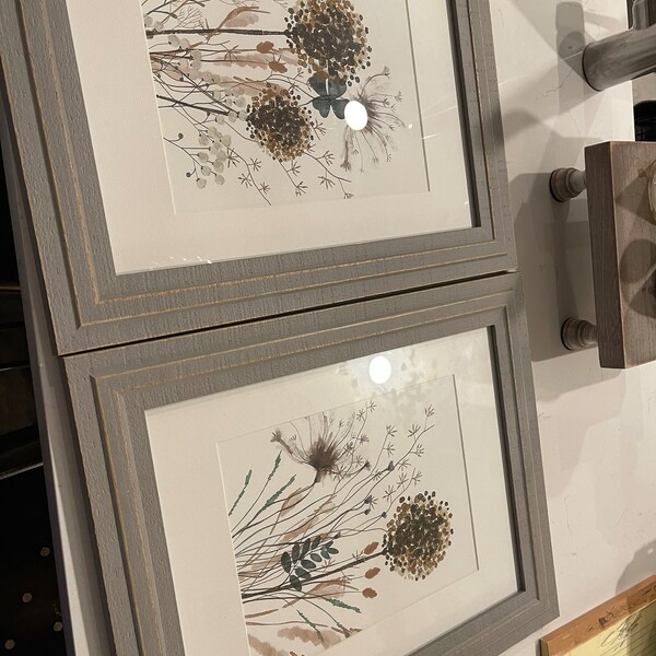 Neutral Wildflower Silhouette Flower Art Prints Botanical Brown Earth ...