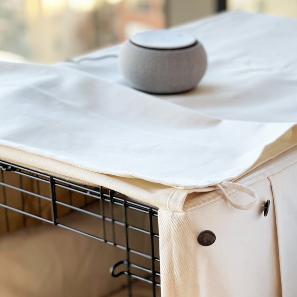View of Washable Dog Crate Cover in Natural - Etsy