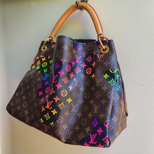 Custom Hand-painted Oil Slick Bag / Trippy Rainbow Handbag 