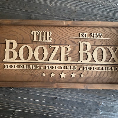 Personalized Handmade Oak Tree Bar Sign, Custom Wood Bar Sign, Bar and ...