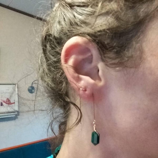 The Stone Huggie Earrings in Moss/Agate main image 1