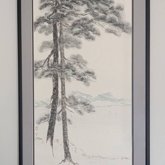 Pine Trees Landscape — LARGE Original Sumi-e Paintings in