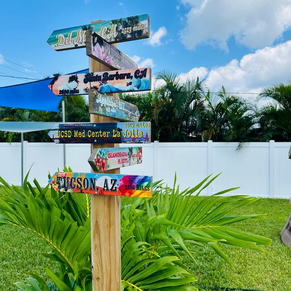 Custom Destination Arrow Sign: Travel Memory Gift, Weather Resistant - Etsy