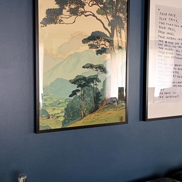 Vintage Japanese Forest Poster, Tranquil Mountain Landscape Wall Art ...