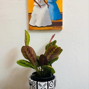 Black and White Terracotta African Print Plant Pot